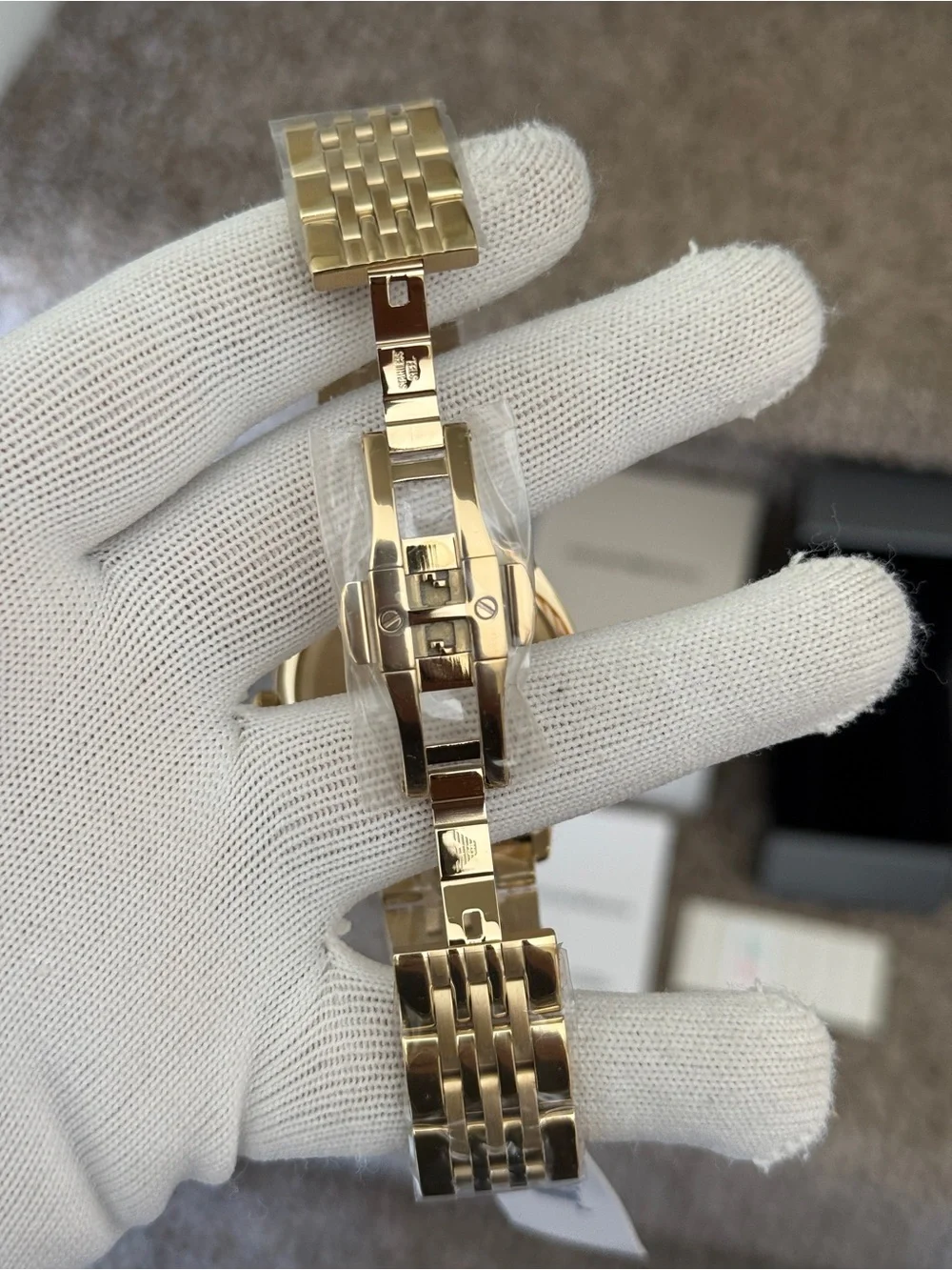 Emporio Armani men’s classic Gold-Tone Watch with Black Dial